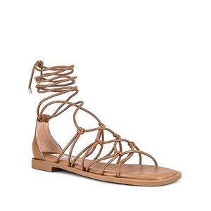 Steve Madden Ainsley Ankle Wrap Tie Sandal in Tan Size 8.5 NWOB